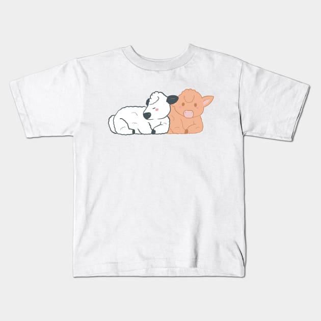 Adorable Fluffy Baby Highland Cows Drawing Kids T-Shirt by MariOyama